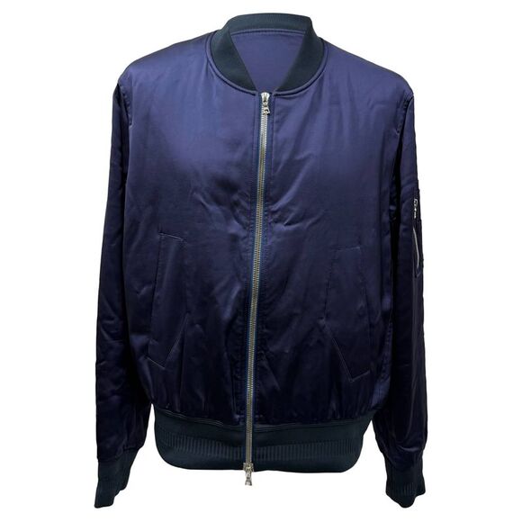 Neil Barrett Bomber Jacket in Blue Satin - Picture 1 of 4